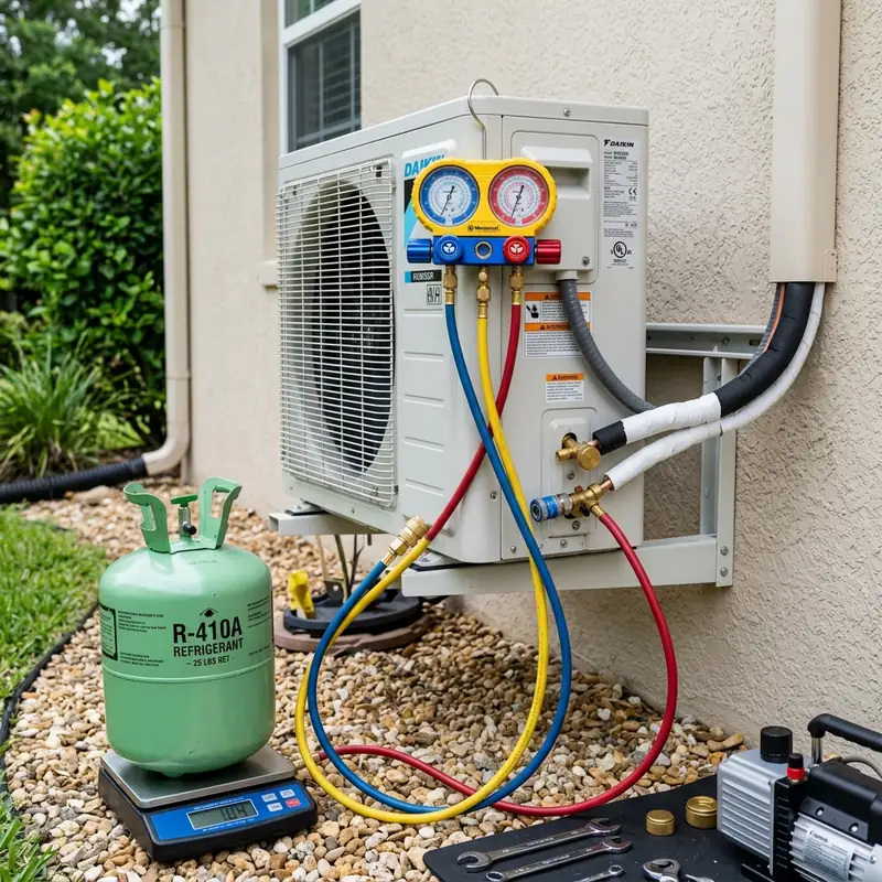 Mini Split Refrigerant Recharge services by expert local HVAC technicians near you. Call Mini Split Repair Pros for same day repairs.